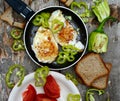 A simple breakfast on the mountain. Royalty Free Stock Photo