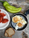A simple breakfast on the mountain. Royalty Free Stock Photo