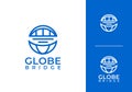 simple bridge and globe logo design vector