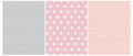 Simple Bright Polka Dot Seamless Vector Patterns. 3 Various Dotted Print. Royalty Free Stock Photo