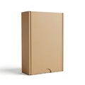 Simple brown cardboard box standing upright isolated on transparent background Royalty Free Stock Photo