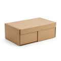 Simple brown cardboard shipping box on white background Royalty Free Stock Photo