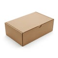 Simple brown cardboard shipping box on white background Royalty Free Stock Photo