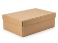 Simple brown cardboard shoe box on white background Royalty Free Stock Photo