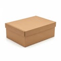 Simple brown cardboard storage box on white background Royalty Free Stock Photo