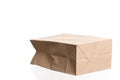 simple brown paper bag for lunch or food on white background Royalty Free Stock Photo