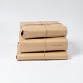 Simple Brown Paper Packages Stacked and Tied Royalty Free Stock Photo