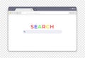 Simple browser interface. Website window search. Web page UI with buttons and elements for online finding information by keywords Royalty Free Stock Photo