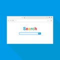 Simple browser window on blue background. Browser search. Flat vector stock illustration EPS 10
