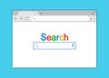 Simple browser window in a flat style, design a simple blank web page, search in internet, template browser window on computer
