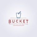 simple bucket pail well logo vector illustration, line bucket template logo design
