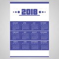 2018 simple business blue wall calendar with white eps10