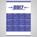 2017 simple business blue wall calendar with white eps10