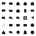 Business email icons set. simple set of email, envelope, business, support, customer service, report and address solid black. Royalty Free Stock Photo