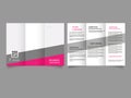 A simple business fold-out brochure. Pink and grey.