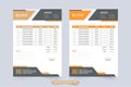 Simple business product purchase voucher with orange color shade. Payment agreement and invoice billing paper vector for corporate