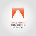 Simple Business Vector Logo Template in Orange Gradient Rectangle. Up Arrow Vector Illustration.