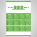 2018 simple business wall calendar green and white eps10