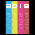 2018 simple business wall calendar with vertical color stripes eps10