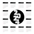 Simple 2024 business wall calendar year design concept