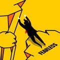 Simple businessman in silhouette style jump without fear