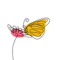 Simple Butterfly. Continuous line drawing. Vector illustration minimalist design