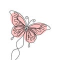 Simple Butterfly. Continuous line drawing. Vector illustration minimalist design