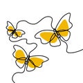 Simple Butterfly decorative. Continuous line drawing. Vector illustration minimalist design