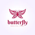 simple butterfly logo icon line art design, insect vector illustration Royalty Free Stock Photo