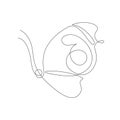 Simple butterfly one line drawing isolated on white background. Abstract insect continuous line for logo, icon, tattoo or decor.