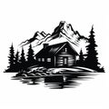 Simple Cabin: Bold Black And White Logo Style Vector Art