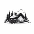 Simple Cabin: Bold Black And White Logo Style Vector Art