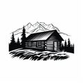 Simple Cabin: Bold Black And White Logo Style Vector Art