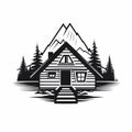 Simple Cabin: Bold Black And White Logo Style Vector Art