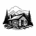 Simple Cabin: Bold Black And White Logo Style Vector Art