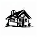 Simple Cabin: Bold Black And White Logo Style Vector Art