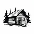 Simple Cabin: Bold Black And White Logo Style Vector Art