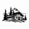 Simple Cabin: Bold Black And White Logo Style Vector Art