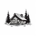 Simple Cabin: Bold Black And White Logo Style Vector Art