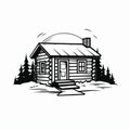 Simple Cabin Logo: Clean Vector Art In Black And White