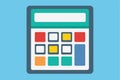 Simple calculator icon with flat geometric buttons on a light blue background designed for easy digital interaction and user- Royalty Free Stock Photo