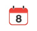 Simple calendar with date 8, day eight logo design. Calendar icon flat day 8.