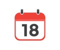 Simple calendar with date 18 day eighteen logo design. Calendar icon flat day 18.