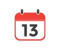 Simple calendar with date 13 day thirteen logo design. Calendar icon flat day 13.