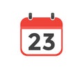 Simple calendar with date 23 day twenty third logo design.