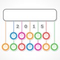 Simple 2015 Calendar design with colorful hanging gears