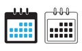 Simple calendar icon in black and white and color. Royalty Free Stock Photo
