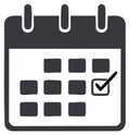 Simple calendar icon with a checkmark indicating a completed task or important date Royalty Free Stock Photo