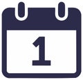Simple Calendar Icon Showing the First Day of the Month or Year Royalty Free Stock Photo