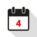 Simple calendar icon 4 on white background